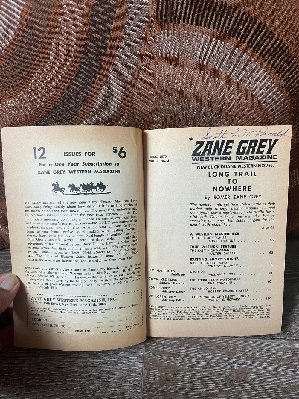 Zane Grey Western Magazine - June 1970 VOL. 2, NO. 3